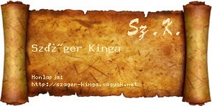 Száger Kinga névjegykártya